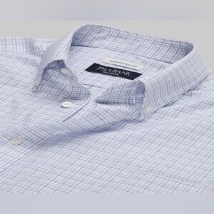 Jos. A. Bank Reserve Men's White and Blue Plaid Dress Shirt